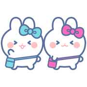 อิโมจิไลน์ rabbit friend emoji light blue and pink