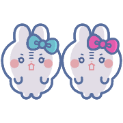 อิโมจิไลน์ rabbit friend emoji light blue and pink