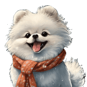 อิโมจิไลน์ White Pomeranian Emoji for Every Day