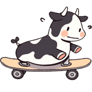 อิโมจิไลน์ Cute cows and skateboard