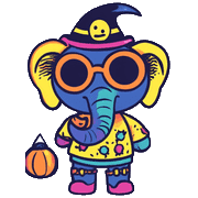 อิโมจิไลน์ Colorful Halloween Elephant Emoji