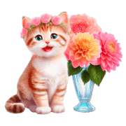 อิโมจิไลน์ Chubby Kitten Emoji Flower crown 2