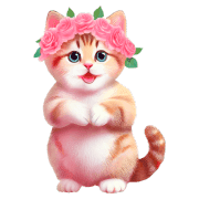 อิโมจิไลน์ Chubby Kitten Emoji Flower crown 2