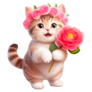 อิโมจิไลน์ Chubby Kitten Emoji Flower crown 2