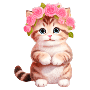 อิโมจิไลน์ Chubby Kitten Emoji Flower crown 2