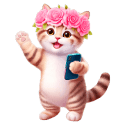 อิโมจิไลน์ Chubby Kitten Emoji Flower crown 2