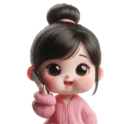 อิโมจิไลน์ Hear-Bun Girl in Pink Blouse Emoji