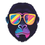 อิโมจิไลน์ Cool Gorilla Face Emojis 80s Style 01