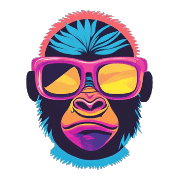 อิโมจิไลน์ Cool Gorilla Face Emojis 80s Style 01