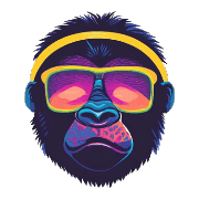 อิโมจิไลน์ Cool Gorilla Face Emojis 80s Style 01