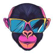 อิโมจิไลน์ Cool Gorilla Face Emojis 80s Style 01