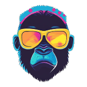 อิโมจิไลน์ Cool Gorilla Face Emojis 80s Style 01