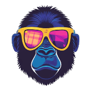 อิโมจิไลน์ Cool Gorilla Face Emojis 80s Style 01