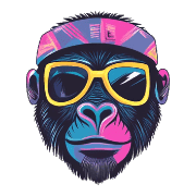 อิโมจิไลน์ Cool Gorilla Face Emojis 80s Style 01