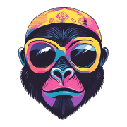 อิโมจิไลน์ Cool Gorilla Face Emojis 80s Style 01