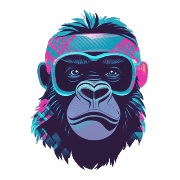 อิโมจิไลน์ Cool Gorilla Face Emojis 80s Style 01