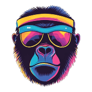 อิโมจิไลน์ Cool Gorilla Face Emojis 80s Style 01