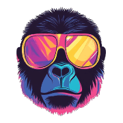 อิโมจิไลน์ Cool Gorilla Face Emojis 80s Style 01