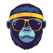 อิโมจิไลน์ Cool Gorilla Face Emojis 80s Style 01