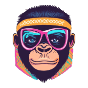 อิโมจิไลน์ Cool Gorilla Face Emojis 80s Style 01