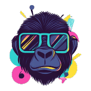 อิโมจิไลน์ Cool Gorilla Face Emojis 80s Style 02