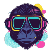 อิโมจิไลน์ Cool Gorilla Face Emojis 80s Style 02