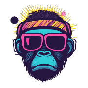 อิโมจิไลน์ Cool Gorilla Face Emojis 80s Style 02