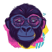 อิโมจิไลน์ Cool Gorilla Face Emojis 80s Style 02