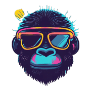 อิโมจิไลน์ Cool Gorilla Face Emojis 80s Style 02