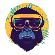 อิโมจิไลน์ Cool Gorilla Face Emojis 80s Style 02