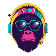 อิโมจิไลน์ Cool Gorilla Face Emojis 80s Style 02