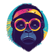 อิโมจิไลน์ Cool Gorilla Face Emojis 80s Style 02