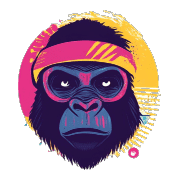 อิโมจิไลน์ Cool Gorilla Face Emojis 80s Style 02