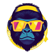 อิโมจิไลน์ Cool Gorilla Face Emojis 80s Style 02