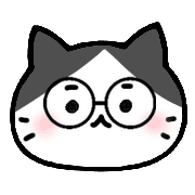 อิโมจิไลน์ Gray and white cat with glasses Emoji