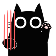 Move! Loose Emoji of a black cat.
