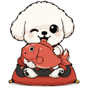 Fluffy White Maltipoo Holiday Dog Emoji