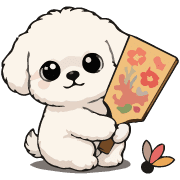 Fluffy White Maltipoo Holiday Dog Emoji