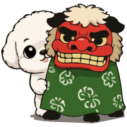 Fluffy White Maltipoo Holiday Dog Emoji