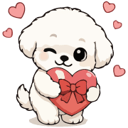 Fluffy White Maltipoo Holiday Dog Emoji รูปที่ 8