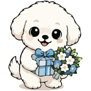 Fluffy White Maltipoo Holiday Dog Emoji รูปที่ 10