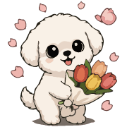 Fluffy White Maltipoo Holiday Dog Emoji รูปที่ 16