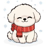 Fluffy White Maltipoo Holiday Dog Emoji รูปที่ 32