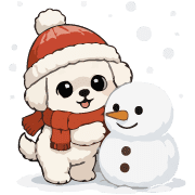 Fluffy White Maltipoo Holiday Dog Emoji รูปที่ 33