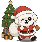 Fluffy White Maltipoo Holiday Dog Emoji รูปที่ 34