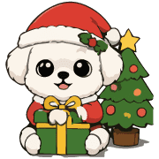 Fluffy White Maltipoo Holiday Dog Emoji รูปที่ 35