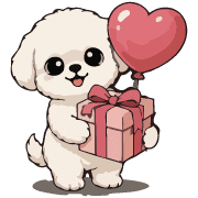 Fluffy White Maltipoo Holiday Dog Emoji รูปที่ 36